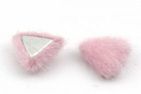 Cabochon Fake Fur Trekant Pink 1 par 