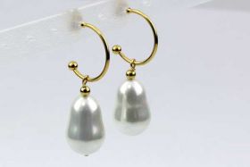 Creoler øreringe rustfri stål Guld  med shell perler 