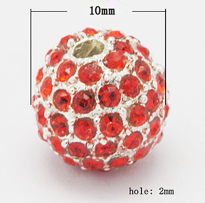 Rhinsten perle 10 mm rød 